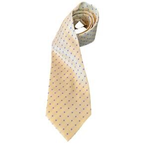 Vintage Cream Necktie Blue Geometric Dot Pattern Classic‎ Mens Tie